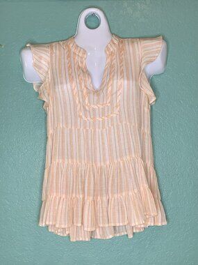 Orange Striped Small Bohemian Blouse